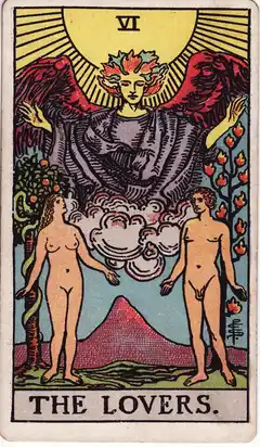 Los Enamorados, carta del Rider-Waite de 1909