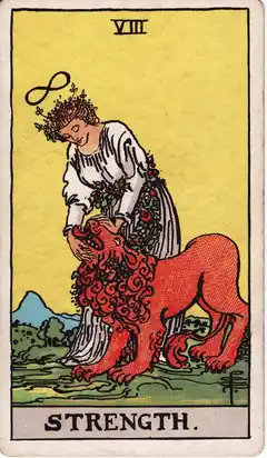 La Fuerza, carta del Rider-Waite de 1909